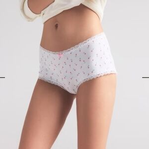 White Floral Lace Trim Panties